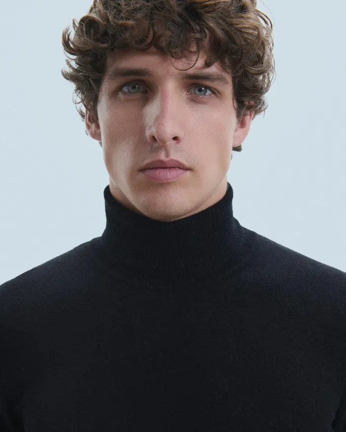 From Future Cashmere Sweaters Men Basic Turtleneck Sweater Dark Heather Gray