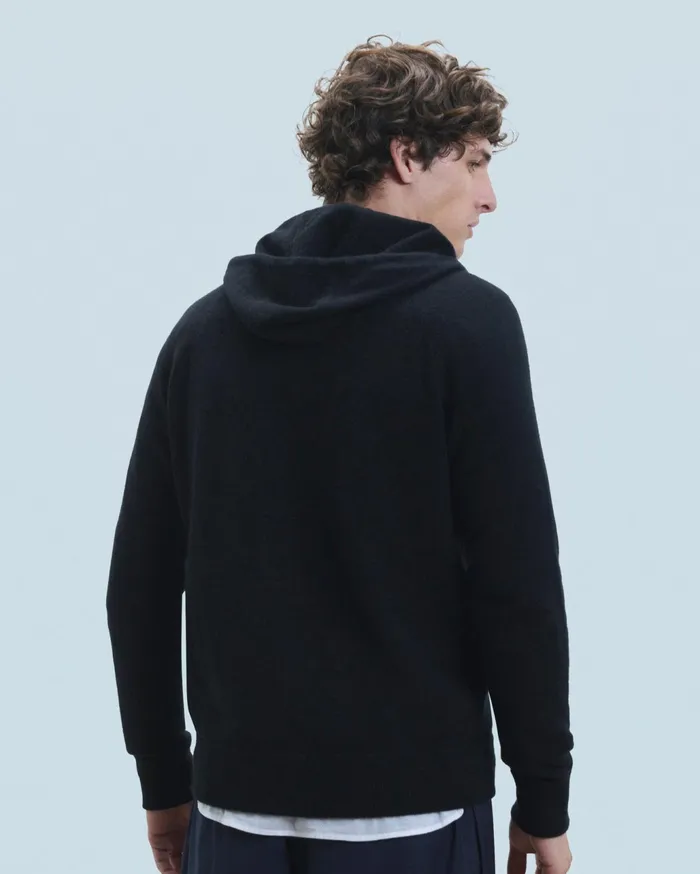 From Future Cashmere Sweaters Men Basic ZipUp Hoodie Black