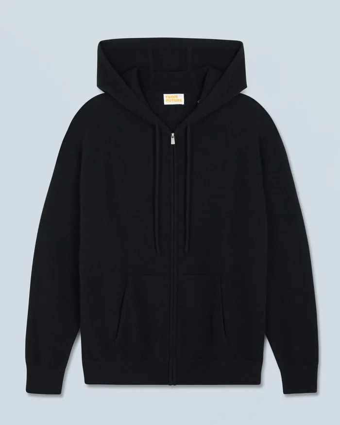 From Future Cashmere Sweaters Men Basic ZipUp Hoodie Black