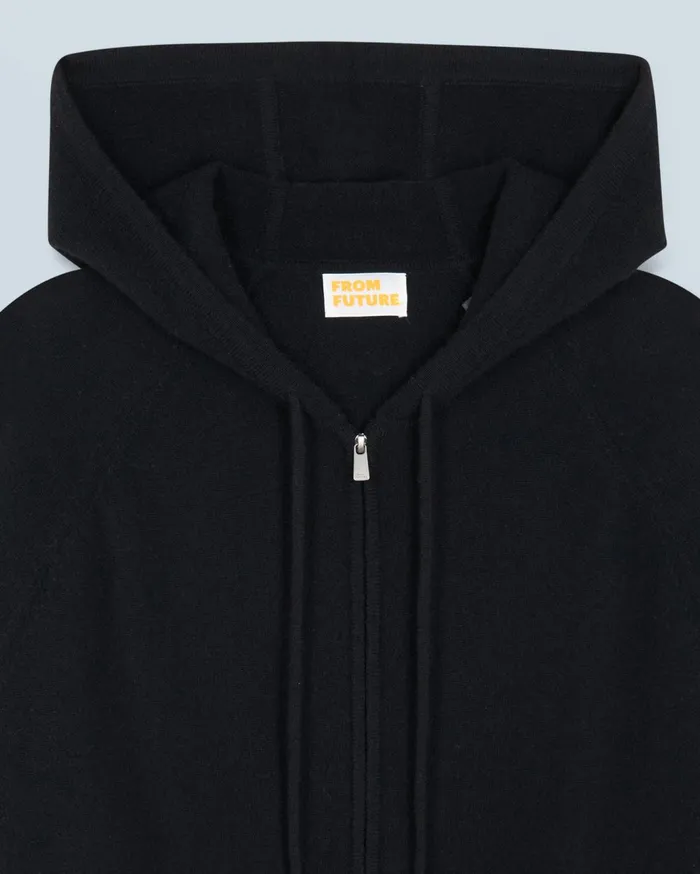 From Future Cashmere Sweaters Men Basic ZipUp Hoodie Black