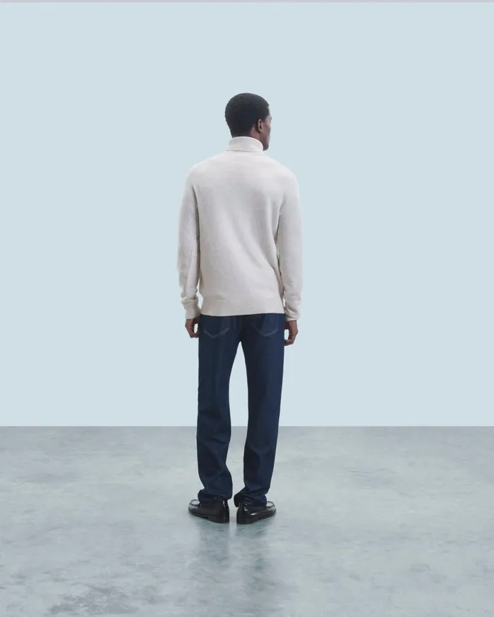 From Future Cashmere Sweaters Men Thick Basic Turtleneck Sweater Beige Moulin