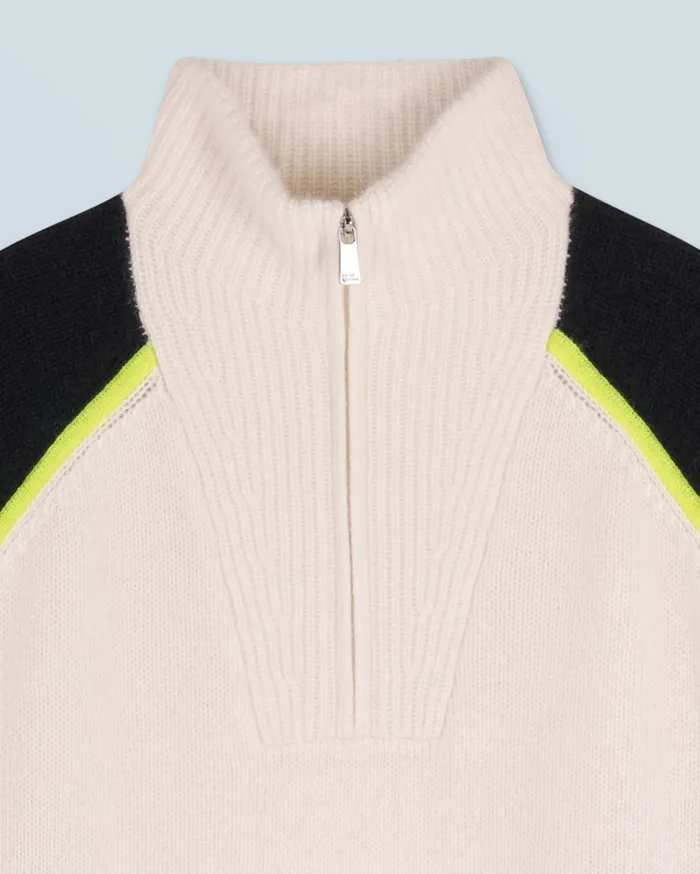 From Future Cashmere Sweaters Women Bicolor Quarter Zip Neck Sweater Black