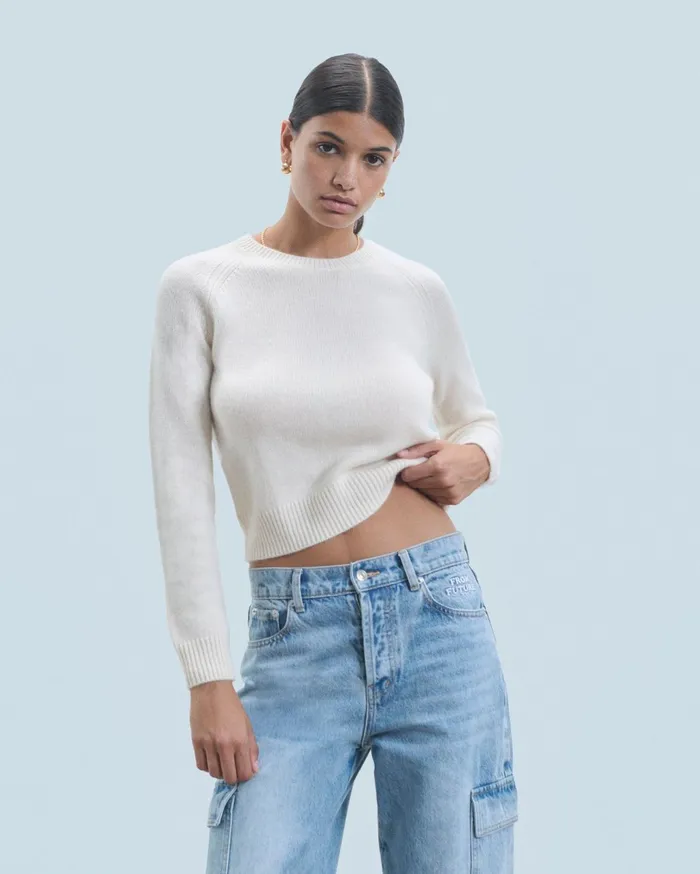 From Future Cashmere Sweaters Women Crewneck Raglan Sweater Dark Blue