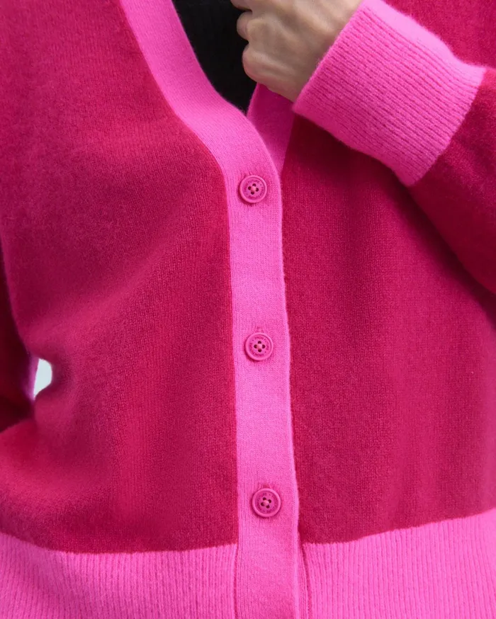 From Future Cashmere Sweaters Women Light Bicolor Cardigan Raspberry Pink