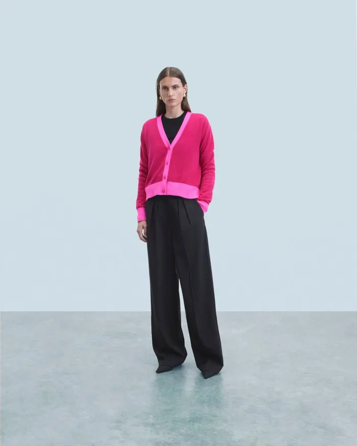 From Future Cashmere Sweaters Women Light Bicolor Cardigan Raspberry Pink