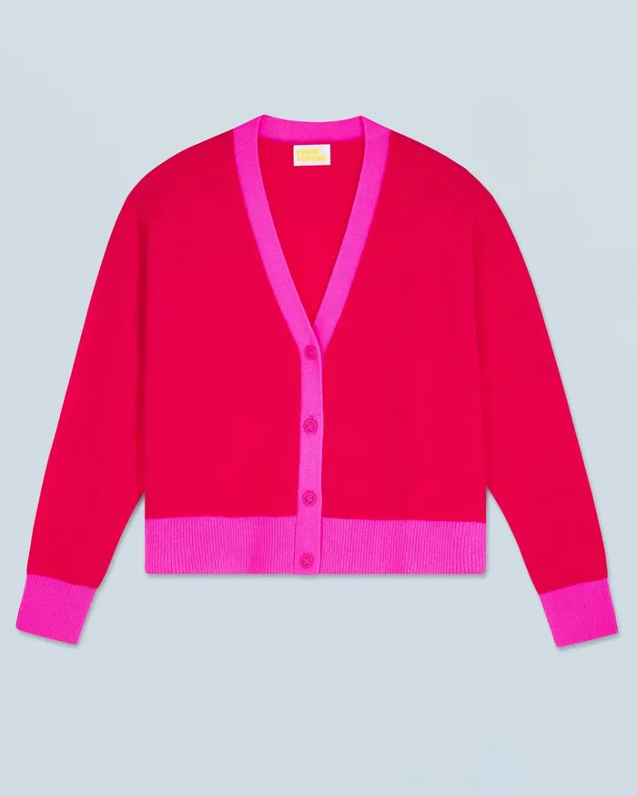 From Future Cashmere Sweaters Women Light Bicolor Cardigan Raspberry Pink
