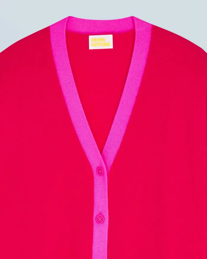From Future Cashmere Sweaters Women Light Bicolor Cardigan Raspberry Pink