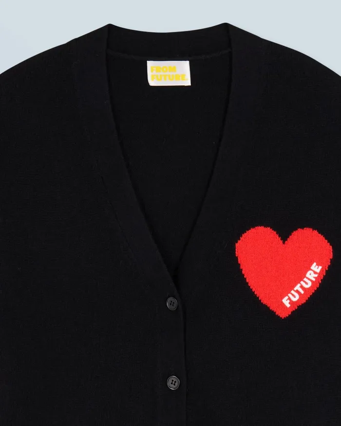 From Future Cashmere Sweaters Women Light Heart Cardigan Sweater Black