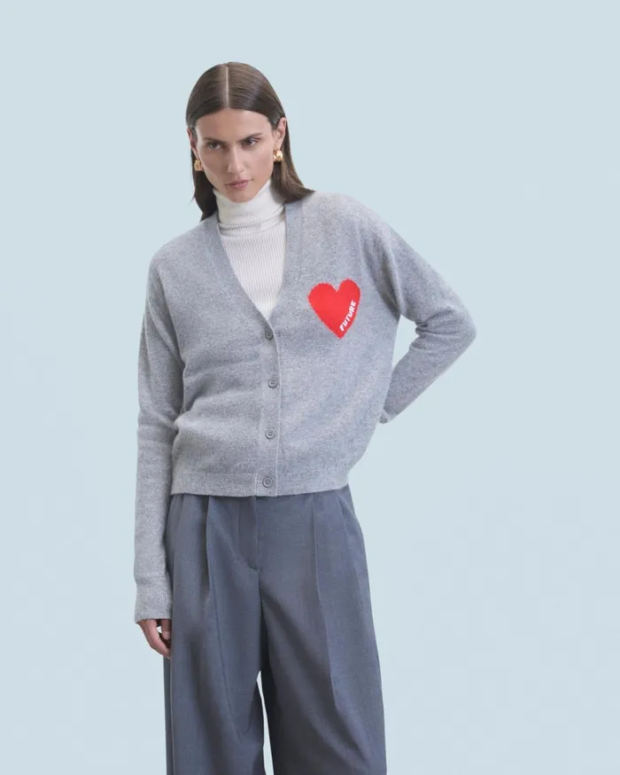 From Future Cashmere Sweaters Women Light Heart Cardigan Sweater Black