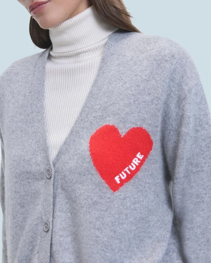 From Future Cashmere Sweaters Women Light Heart Cardigan Sweater Black