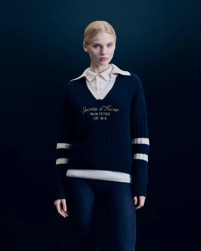 From Future Cashmere Sweaters Women Polo Neck Sweater Navy
