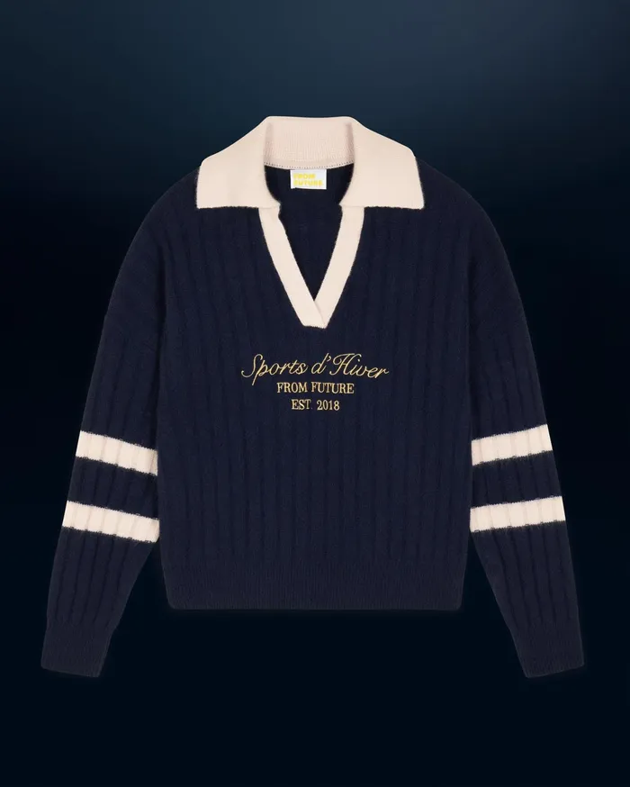 From Future Cashmere Sweaters Women Polo Neck Sweater Navy
