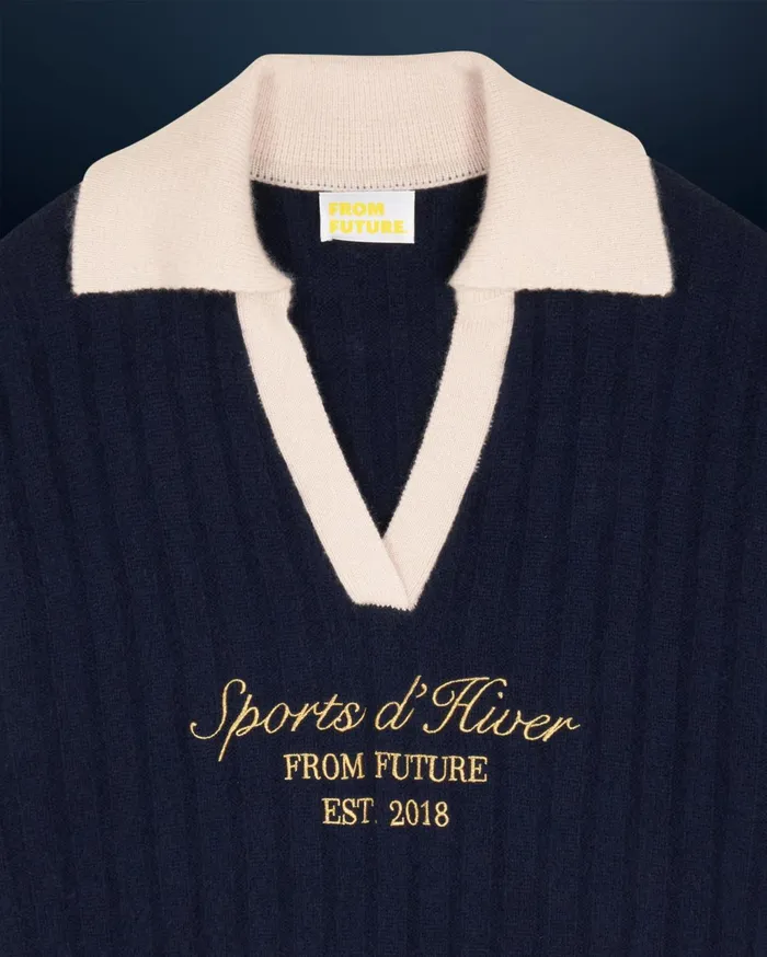 From Future Cashmere Sweaters Women Polo Neck Sweater Navy