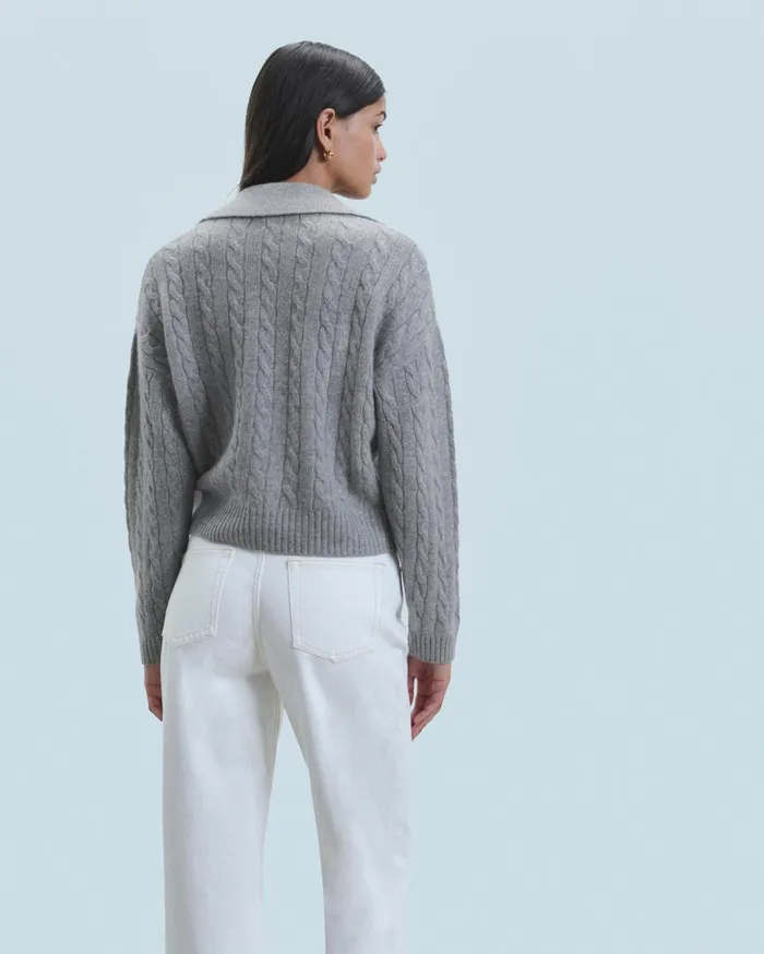 From Future Cashmere Sweaters Women Ribbed Cardigan Sweater Dark Heather Gray