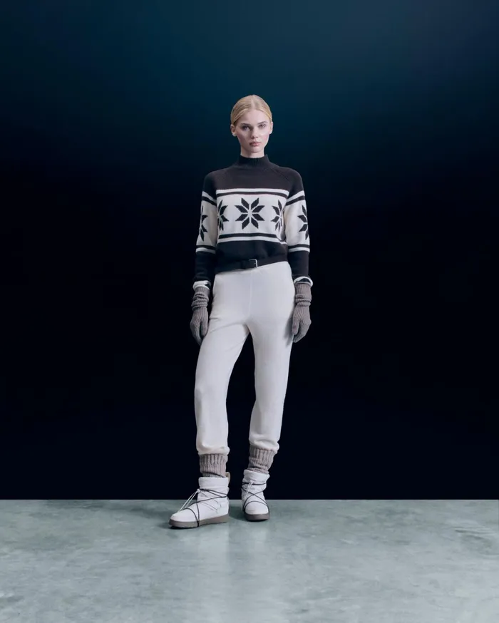 From Future Cashmere Sweaters Women Snowflake Mock Neck Sweater Chocolate