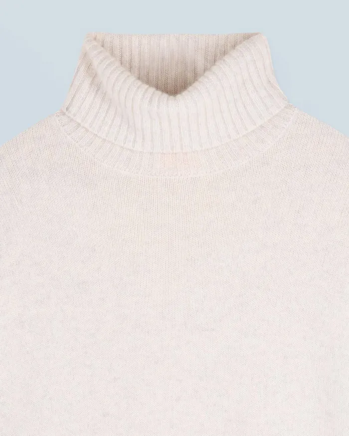 From Future Cashmere Sweaters Women Turtleneck Sweater Heathered Ecru