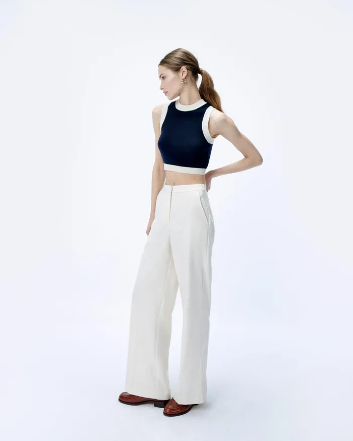 From Future Cashmere Sweaters Women TwoTone Sleeveless Sweater Navy