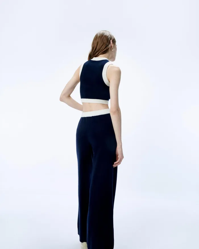 From Future Cashmere Sweaters Women TwoTone Sleeveless Sweater Navy