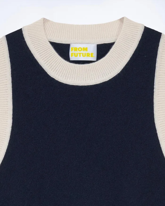 From Future Cashmere Sweaters Women TwoTone Sleeveless Sweater Navy