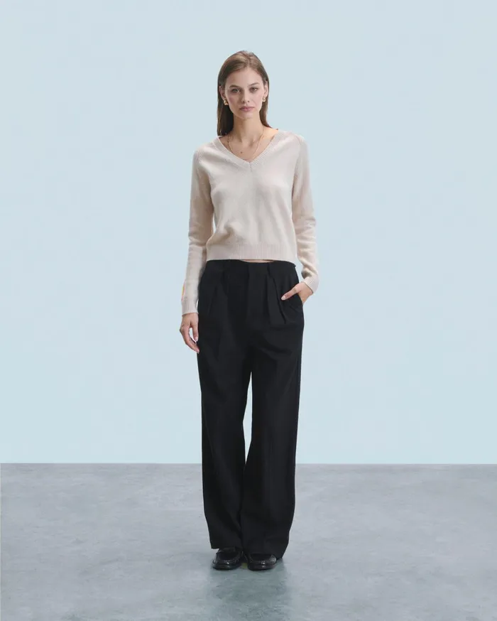 From Future Cashmere Sweaters Women VNeck Sweater With Multicolor Stripes Sand