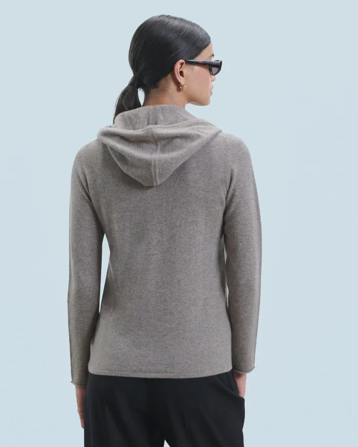From Future Cashmere Sweaters Women Zipped Hoodie Sweater Taupe