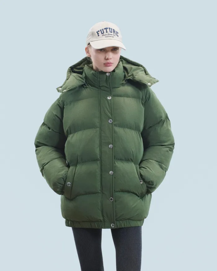 From Future Coats and Jackets Women Outerwear MidLength Down Jacket Khaki
