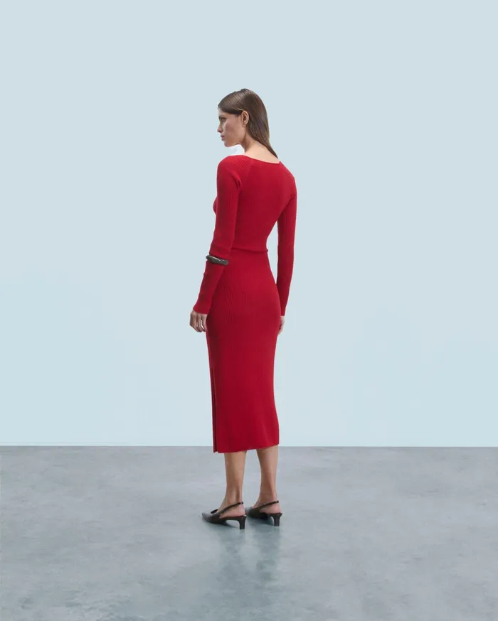 From Future Dresses and Jumpsuits Women Long Sleeve Sweetheart Neckline Long Dress Hot Red