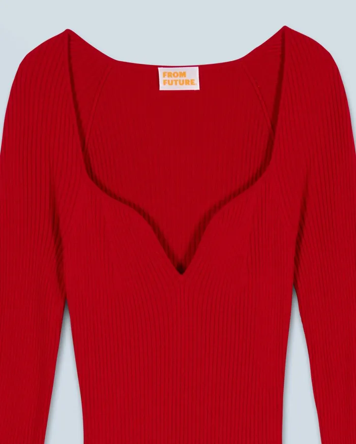 From Future Dresses and Jumpsuits Women Long Sleeve Sweetheart Neckline Long Dress Hot Red