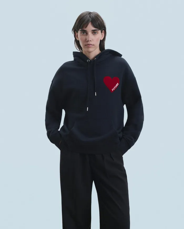 From Future Hoodies Women Heart Hoodie Sweatshirt Black