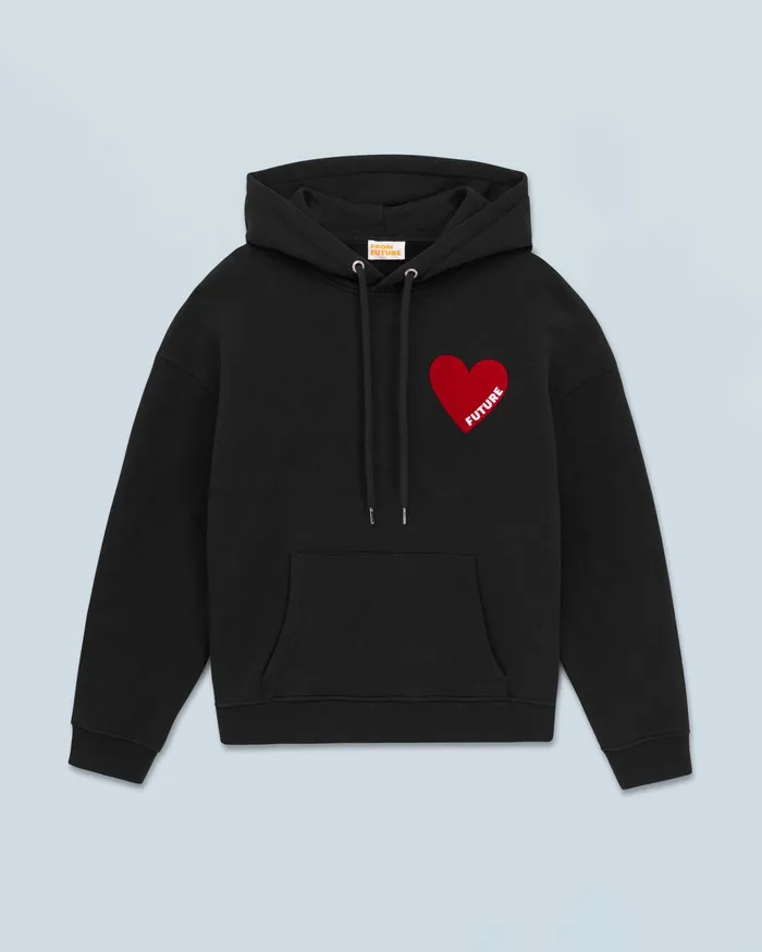 From Future Hoodies Women Heart Hoodie Sweatshirt Black