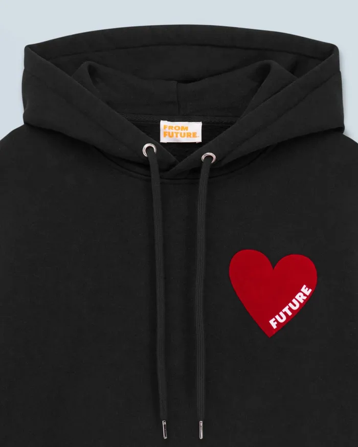 From Future Hoodies Women Heart Hoodie Sweatshirt Black