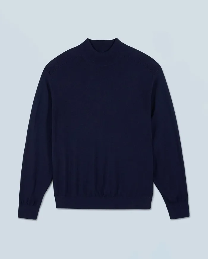 From Future Merino Wool Sweaters Men Mock Neck Sweater Navy