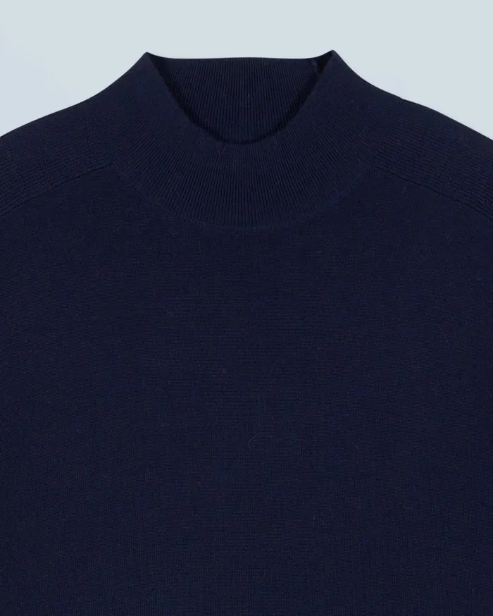 From Future Merino Wool Sweaters Men Mock Neck Sweater Navy