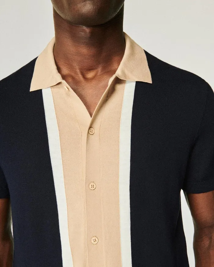 From Future Merino Wool Sweaters Men Polo Neck Sweater Navy