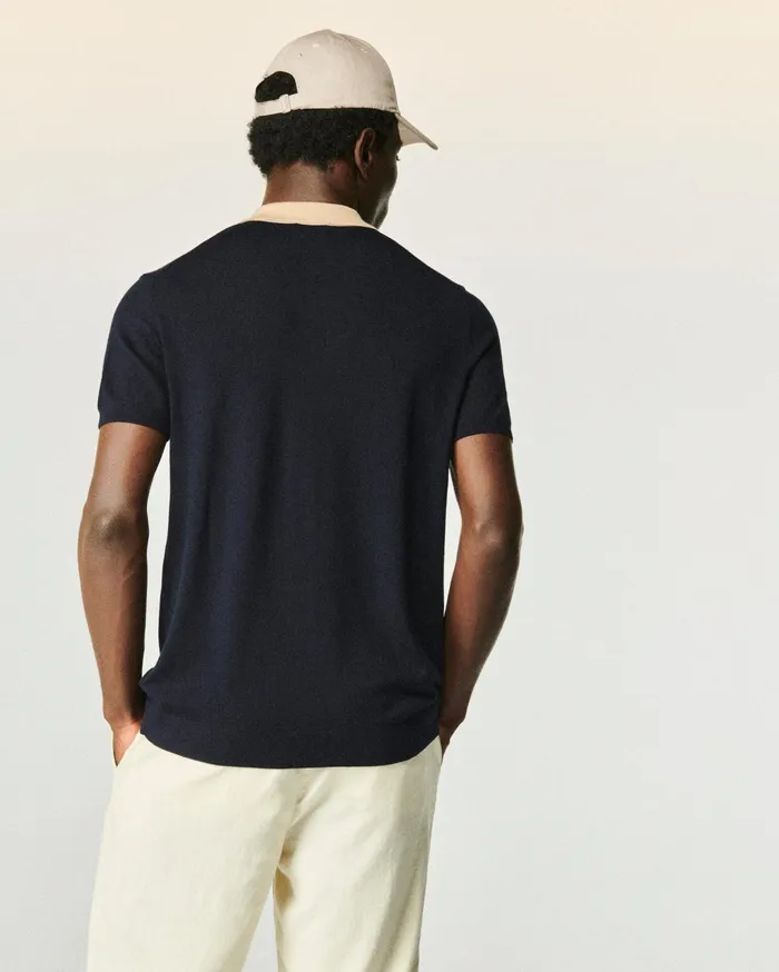 From Future Merino Wool Sweaters Men Polo Neck Sweater Navy