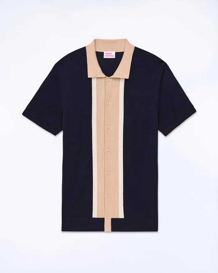 From Future Merino Wool Sweaters Men Polo Neck Sweater Navy