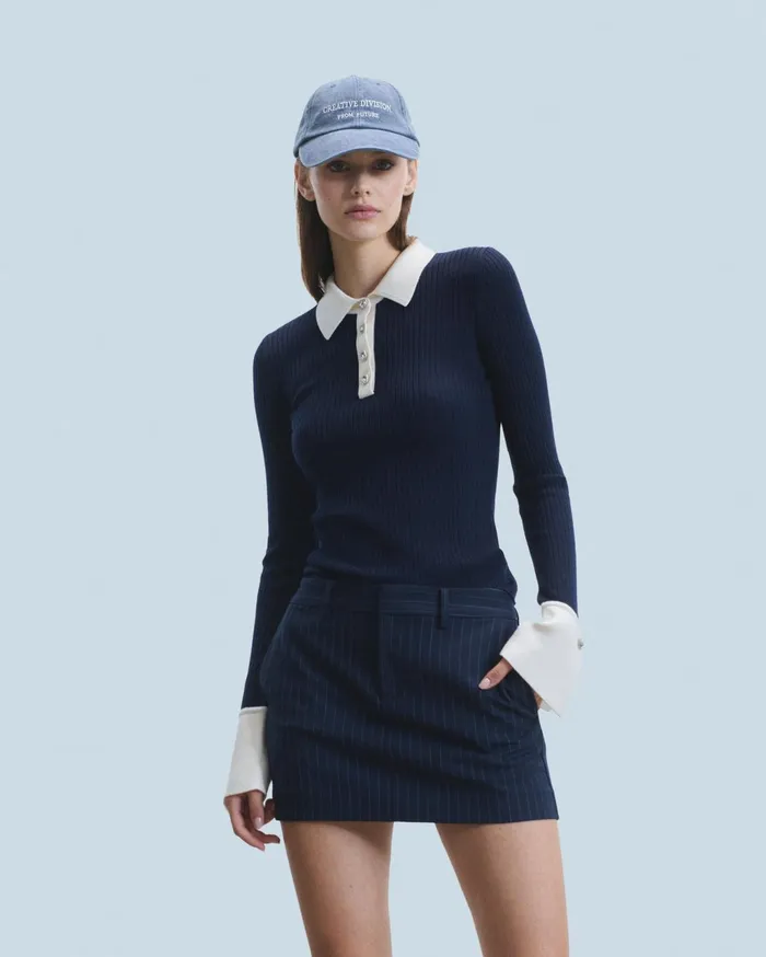 From Future Merino Wool Sweaters Women Polo Sweater Navy