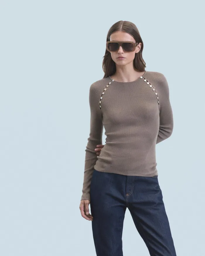 From Future Shirts TShirts and Tops Women Long Sleeve Top Taupe