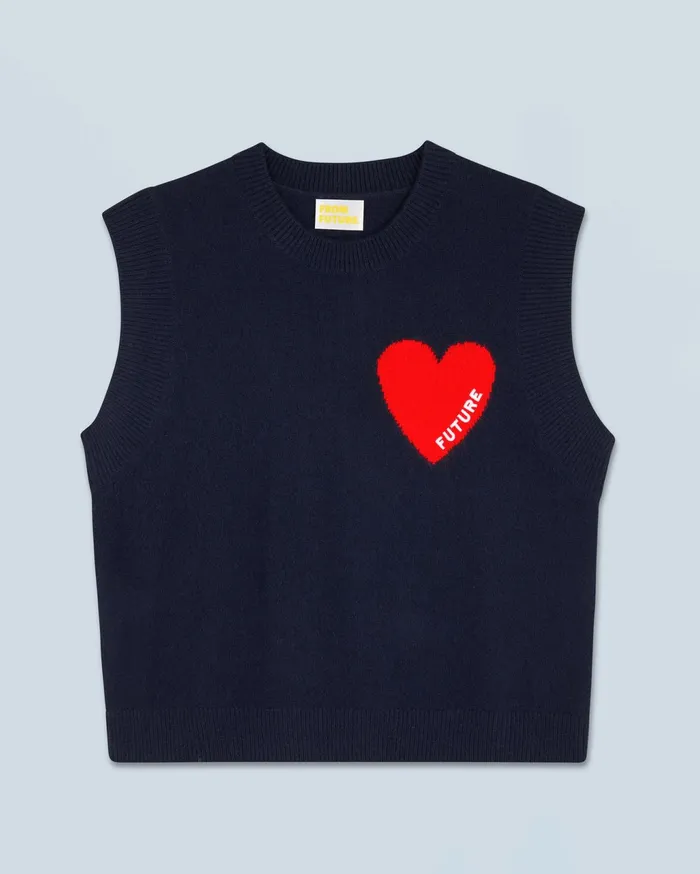 From Future Sleeveless Sweaters Women Light Heart Sleeveless Sweater Navy