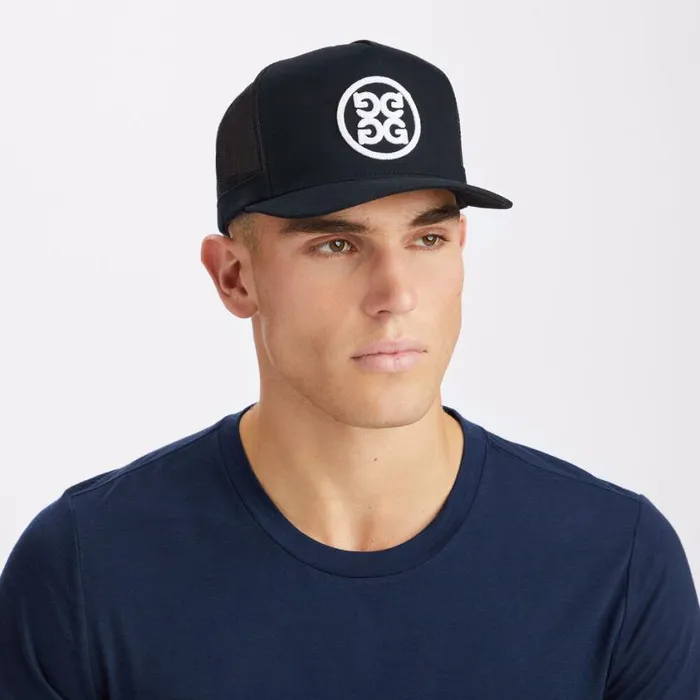 GFORE Hats Men CIRCLE G039S COTTON TWILL TALL TRUCKER HAT Onyx