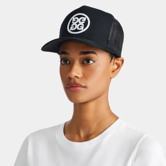GFORE Hats Men CIRCLE G039S COTTON TWILL TALL TRUCKER HAT Onyx