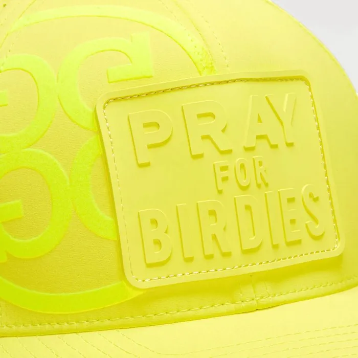 GFORE Hats MenWomen PRAY FOR BIRDIES PERFORATED FEATHERWEIGHT TECH SNAPBACK HAT Solar