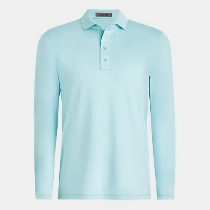 GFORE Polos Men MLANGE ICE NYLON LONG SLEEVE POLO Powder Melange