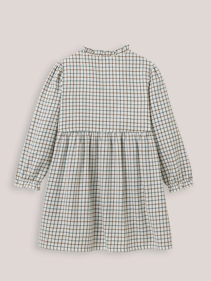 Girls Cyrillus Clothing Check Cotton Flannel Dress Carreaux Chocomarine