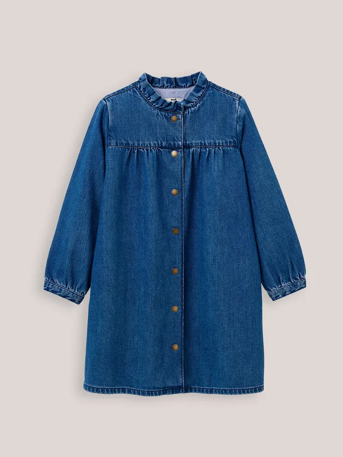 Girls Cyrillus Clothing Denim Shirtdress Denim Stone