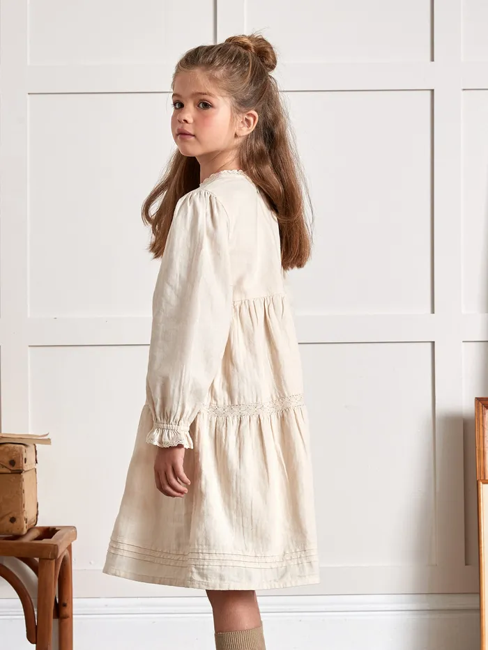 Girls Cyrillus Clothing Heirloom Dress Ecru