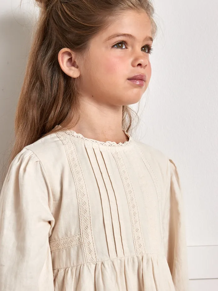 Girls Cyrillus Clothing Heirloom Dress Ecru