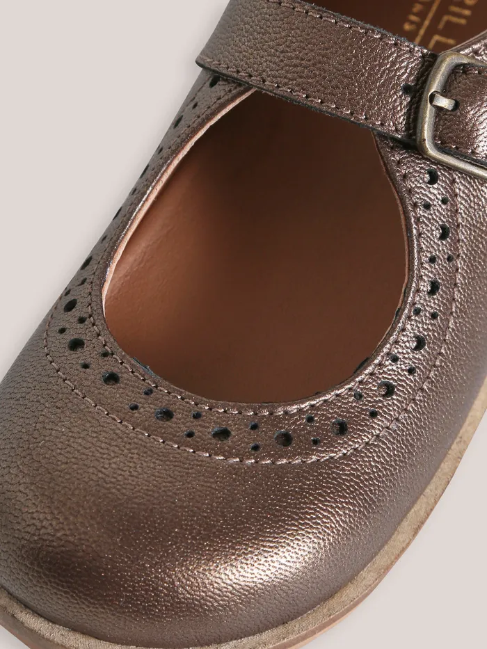 Girls Cyrillus Shoes Leather TBar Shoes With PunchHole Toes Mordore