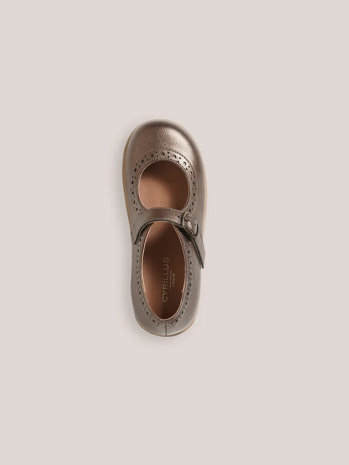 Girls Cyrillus Shoes Leather TBar Shoes With PunchHole Toes Mordore