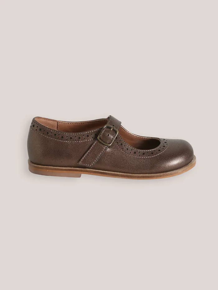 Girls Cyrillus Shoes Leather TBar Shoes With PunchHole Toes Mordore